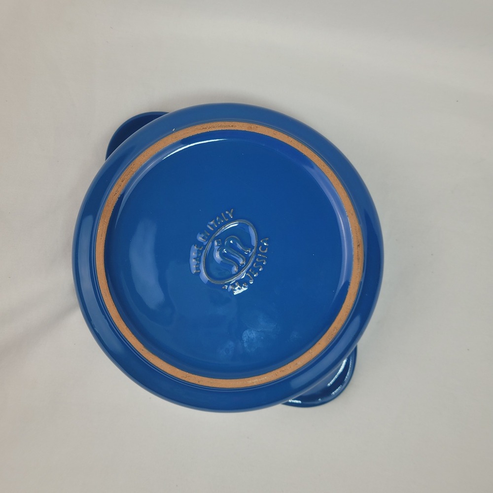 M. Jessica Italy Cobalt Blue Ceramic Round Baker Casserole Dish with Handles - Picture 3 of 6